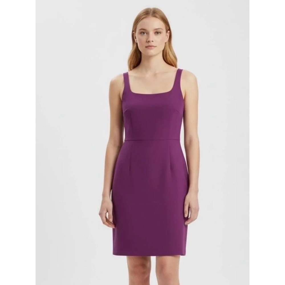 Diane von Furstenberg Purple Square Neck Low Back Sheath Dress Size 4